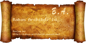 Bakos Archibáld névjegykártya